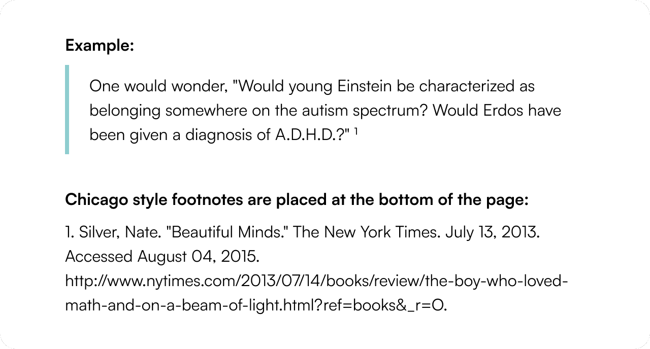 Chicago style footnote example citing a New York Times article
